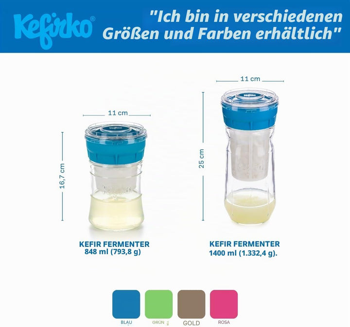 Kefirko Cheese Maker - Set für selbstgemachten Frischkäse und Joghurt - 1,4 Liter (Blau) 1,4 Liter B