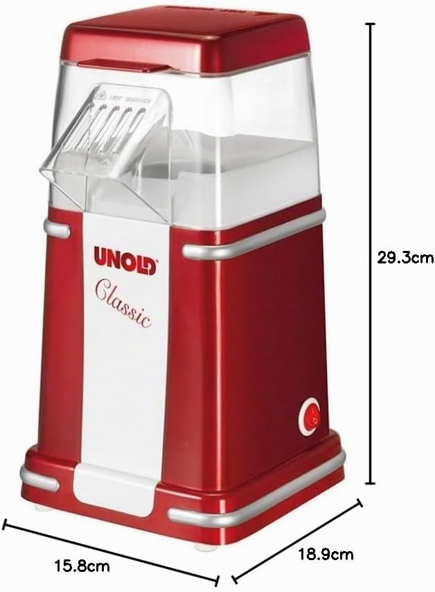Unold 48525 Classic Popcorn-Maker Rot, Weiss, 900 W, 220 V, (B x H) 215 mm x 258 mm A (B x H) 215 mm