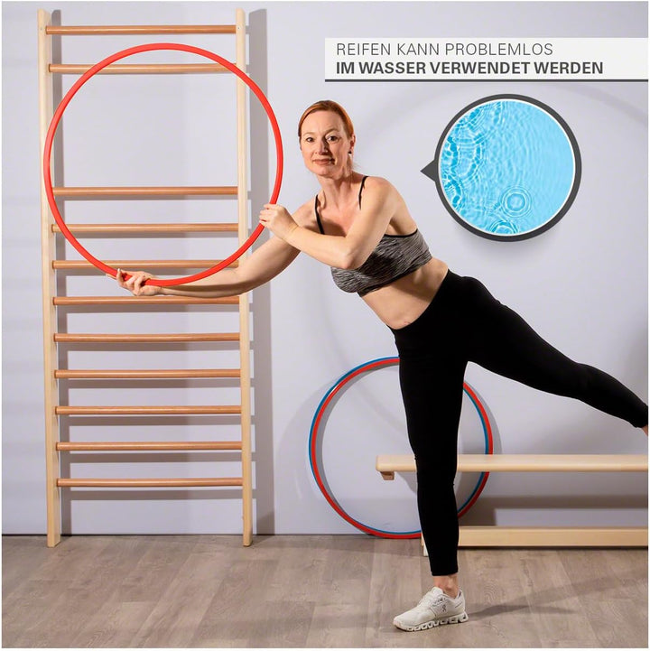 Gymnastikreifen aus Kunststoff, Set 4X, Fitnessreifen, Trainingsreifen, Turnreifen Rot, Rot