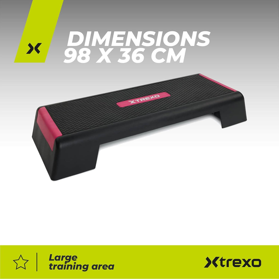 XTREXO Aerobic Step 98 x 38 cm Für Cardio- und Fitnesstraining Höhenverstellbar 15-20-25 cm Langlebi
