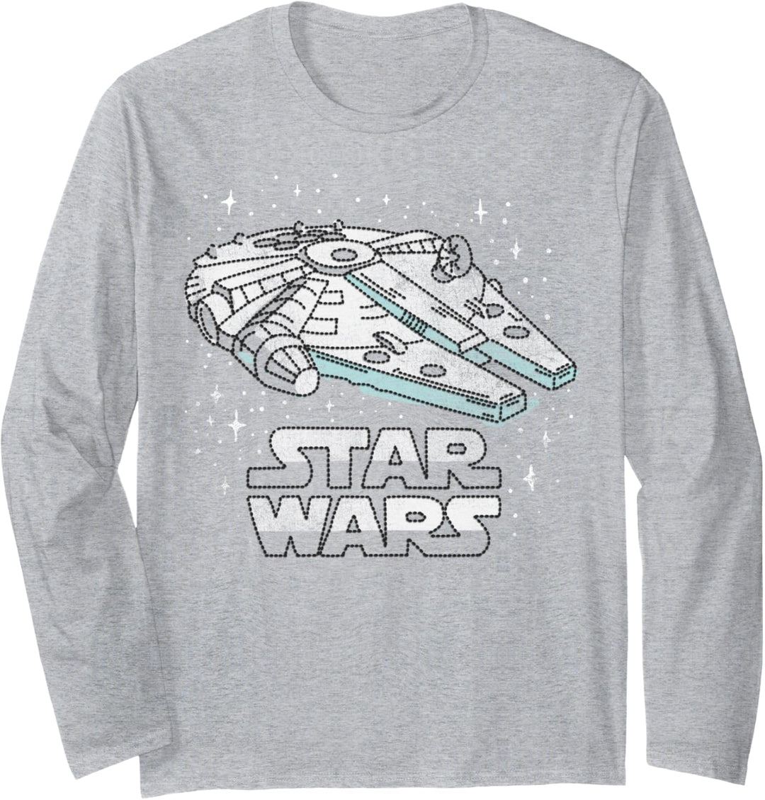 Star Wars Logo Millennium Falcon Stitched Space B1 Langarmshirt