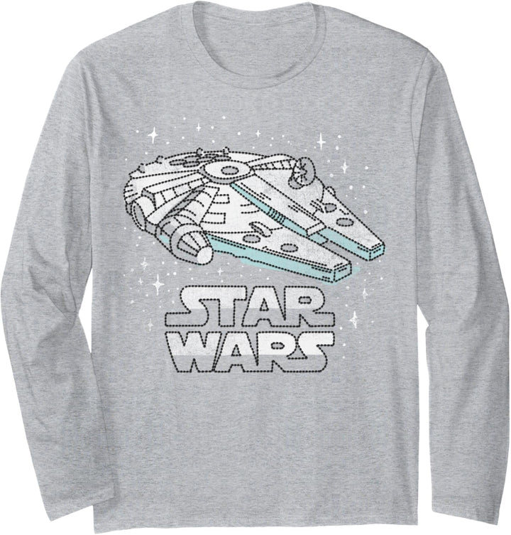 Star Wars Logo Millennium Falcon Stitched Space B1 Langarmshirt