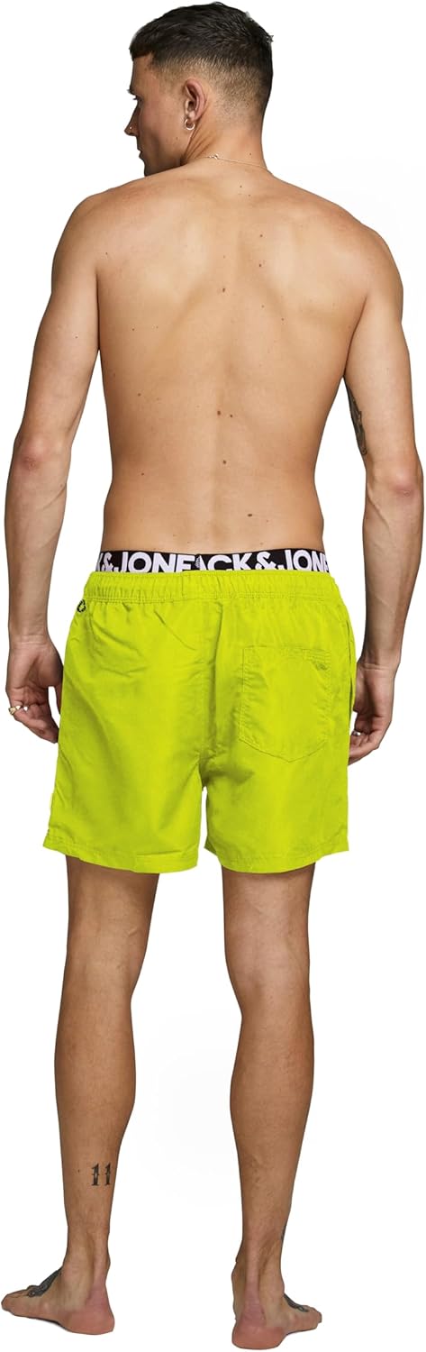 JACK &amp; JONES Herren Badehose Badeshort SPLICELOGO S M L XL XXL Schwarz Rot Orang S Gelb (Safety Yell