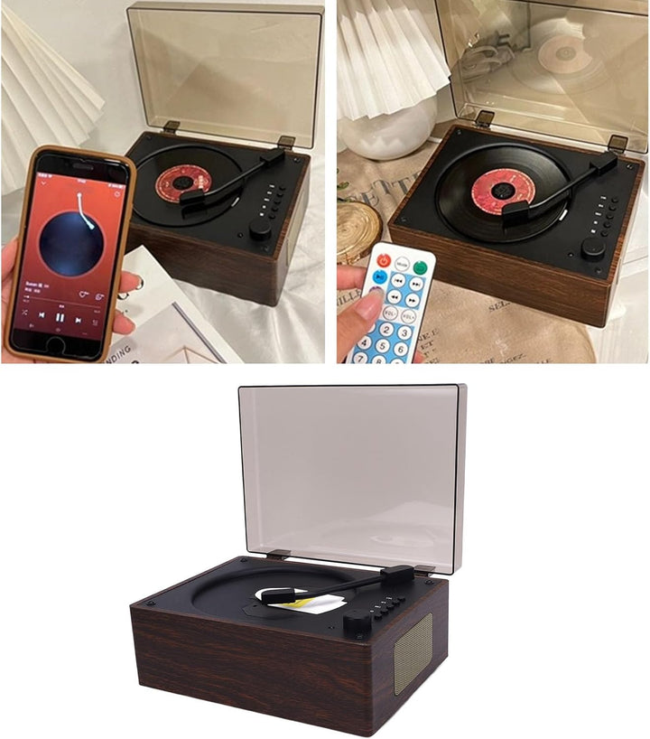 Tragbarer Bluetooth CD Player mit Fernbedienung Retro HiFi-Sound-Lautsprecher Unterstützt CD AUX USB