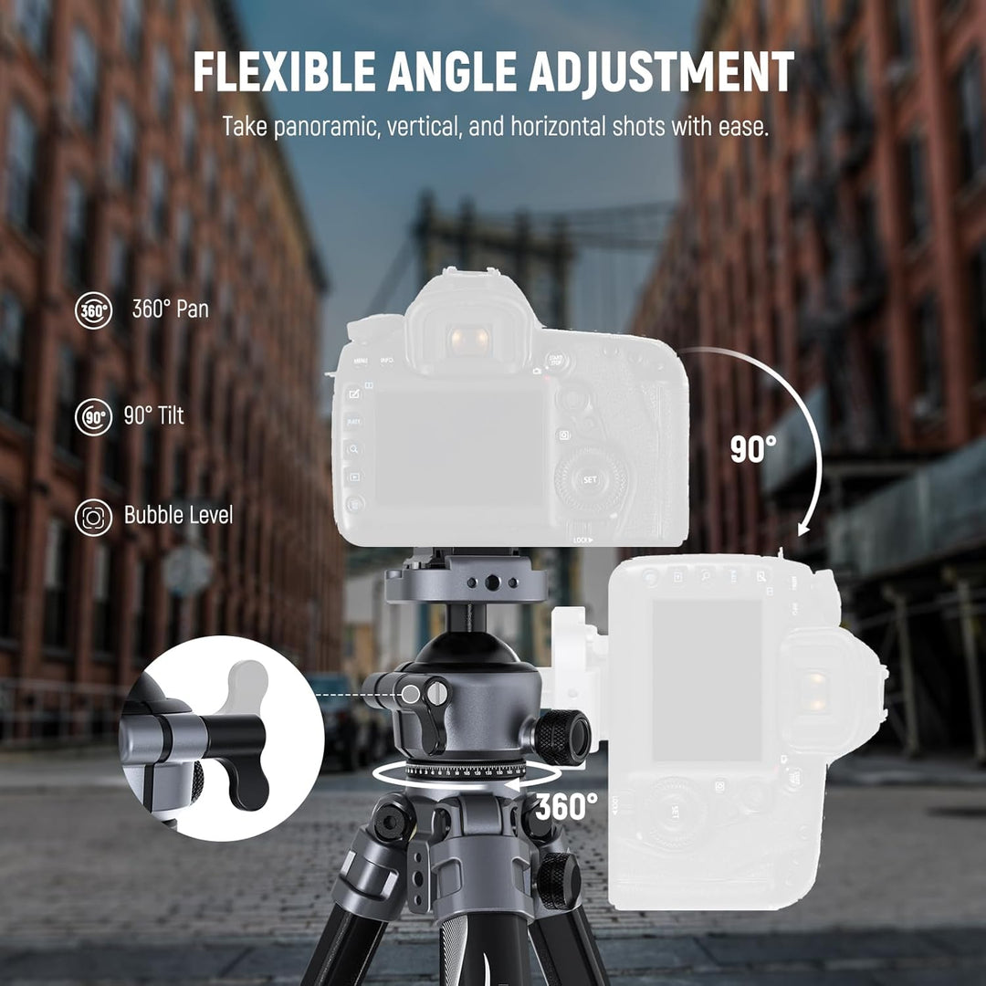 NEEWER LITETRIP LT07 61" Aluminium Reisestativ, Kamera Stativ mit Schwenk Neige Niedrigprofil Kugelk