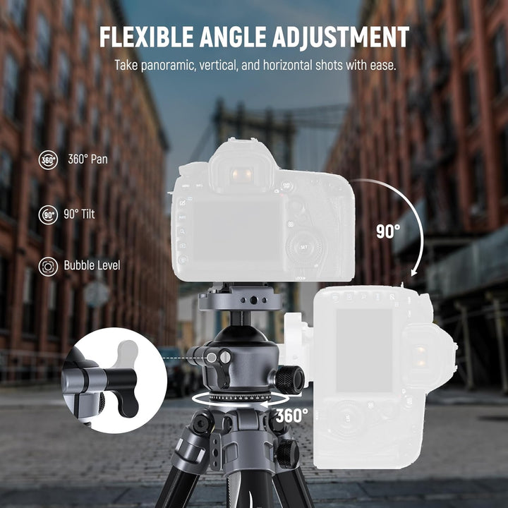 NEEWER LITETRIP LT07 61" Aluminium Reisestativ, Kamera Stativ mit Schwenk Neige Niedrigprofil Kugelk