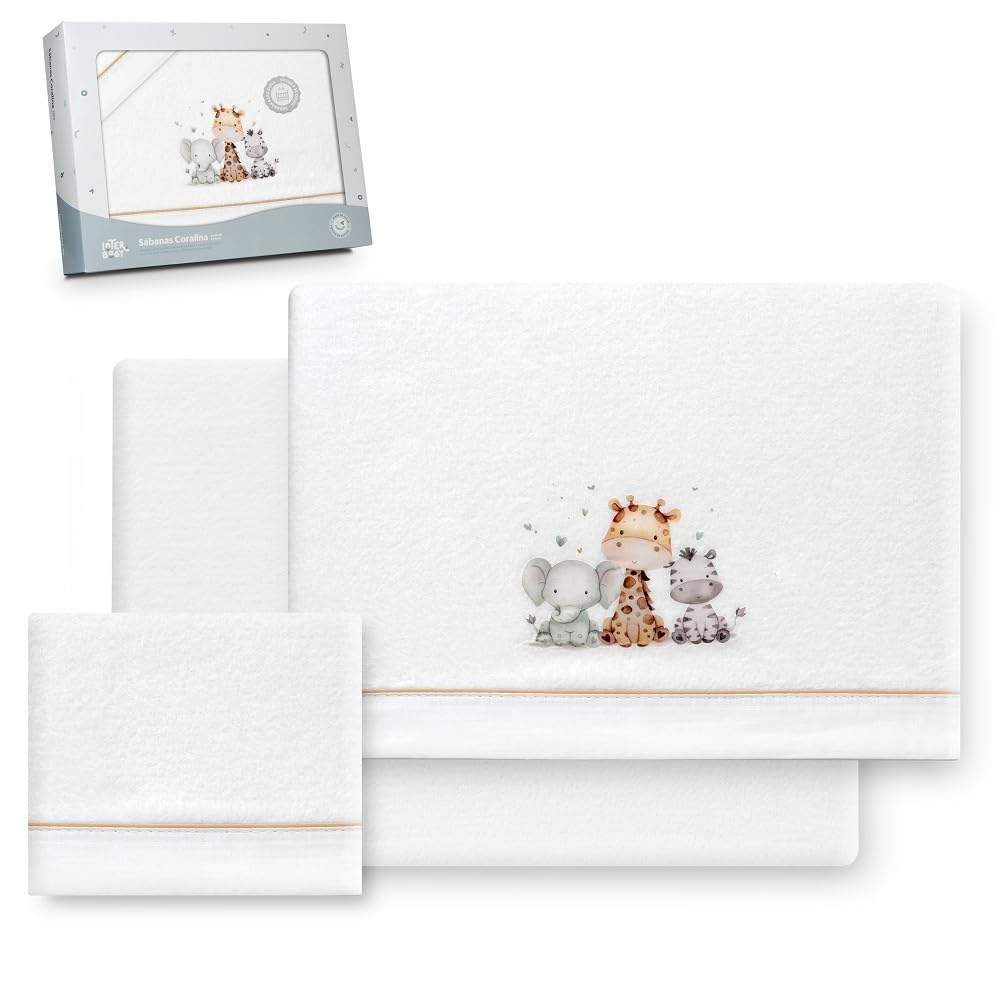 Interbaby - Bettwäsche-Set für Kinderbett, 60 x 120 cm, 100% Polyester, warm, inklusive Spannbettlak
