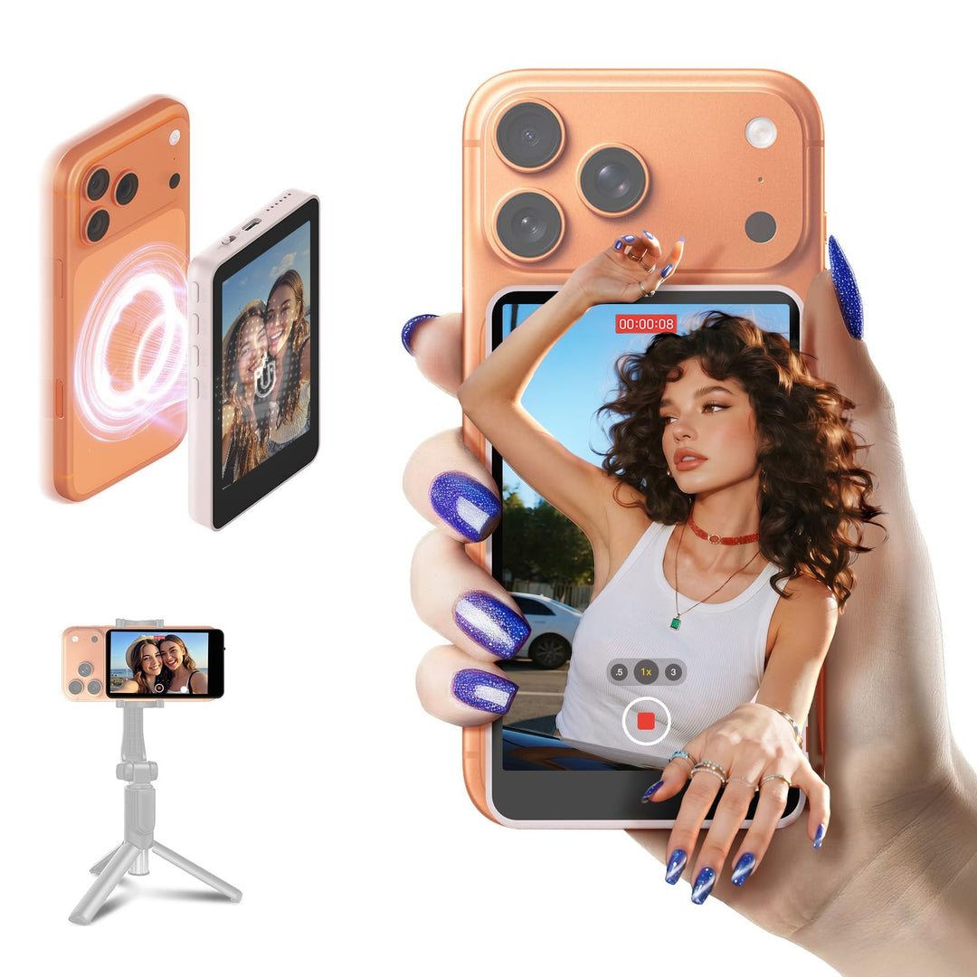 SYNCO XView Handy Selfie Monitor für iPhone 7-17 &amp; Android (Rosa) | 50m Kabellos, 3H Akku, 1080p Unt