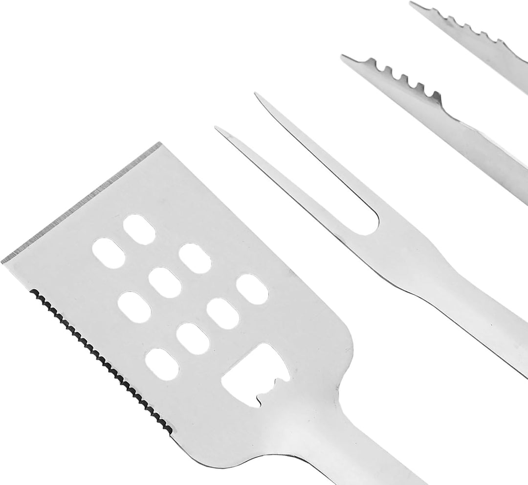 TAINO Grillbesteck-Set 4-teilig Edelstahl Grillzubehör schwarz rot BBQ-Zubehör Accessoire, 4-teilig