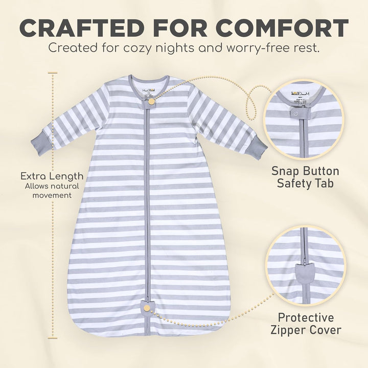 Mama Cheetah Baby Schlafsack mit Ärmeln, 0.5 TOG Bio-Baumwolle Wearable Blanket und Zwei-Wege-Reissv