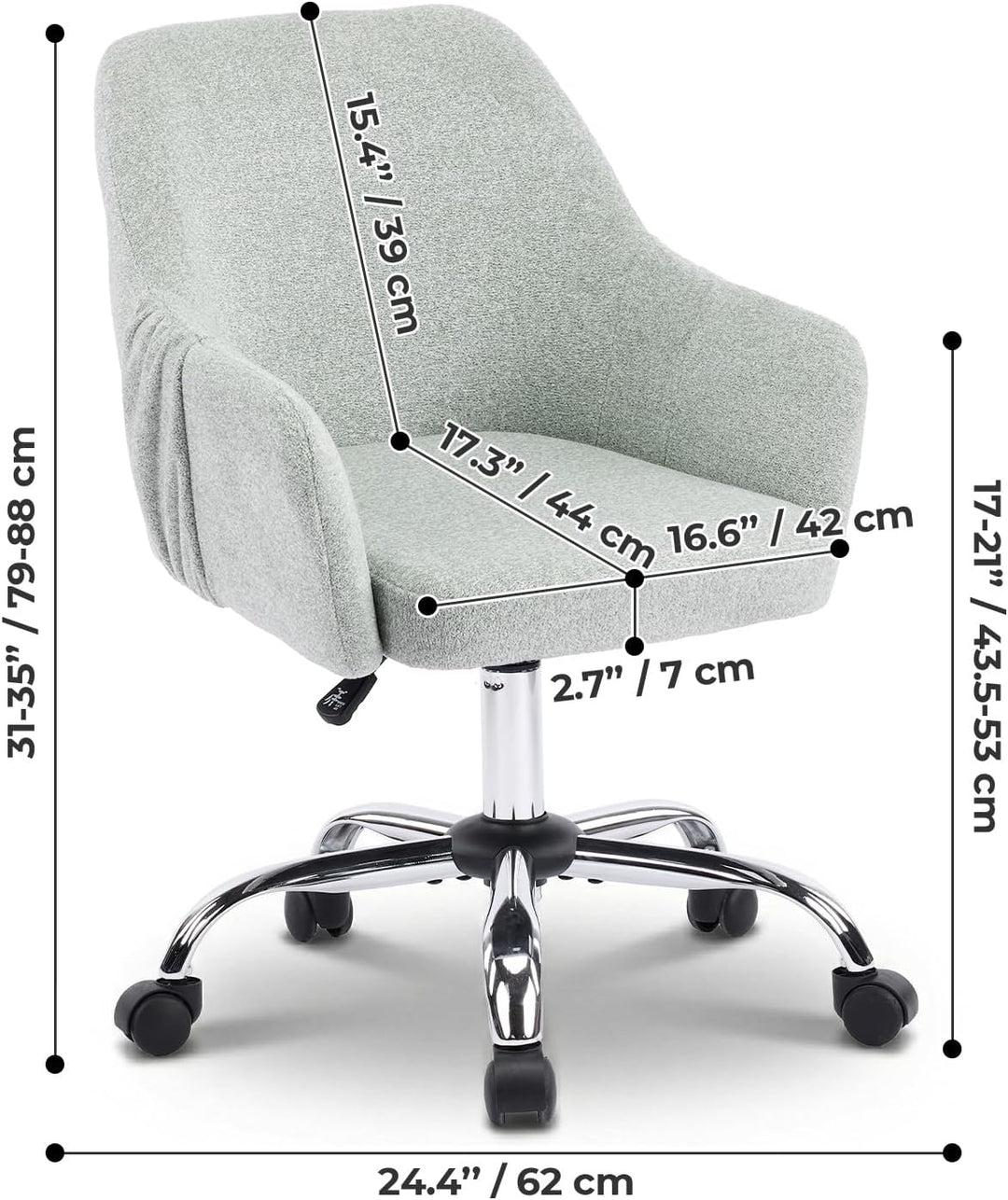 LEADZM Schreibtischstuhl, Bürostuhl, Drehstuhl, Sessel, Homeoffice Stuhl, höhenverstellbar, Snowflak