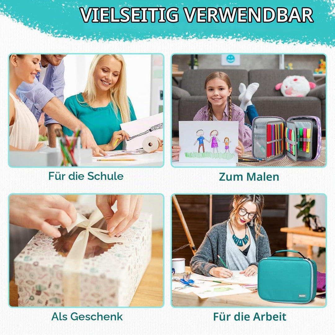 VASCHY Grosse Federmäppchen, Multi Fächer Mäppchen Organizer 72 Stück Etui Schule Federmappe Federta
