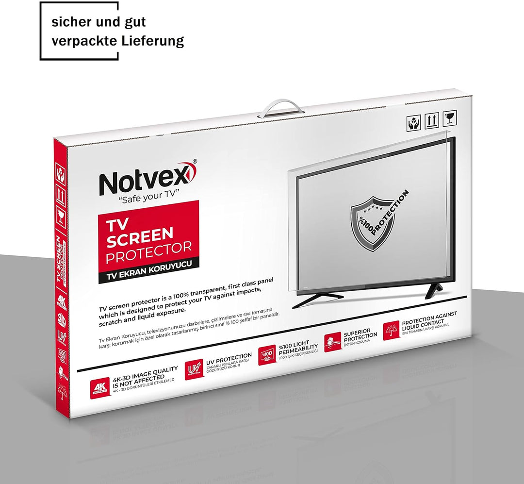 Notvex 48 Zoll Fernseher Schutz/ 100% Displayschutz garantiert/TV Bildschirmschutz/Schutzglas/Keine