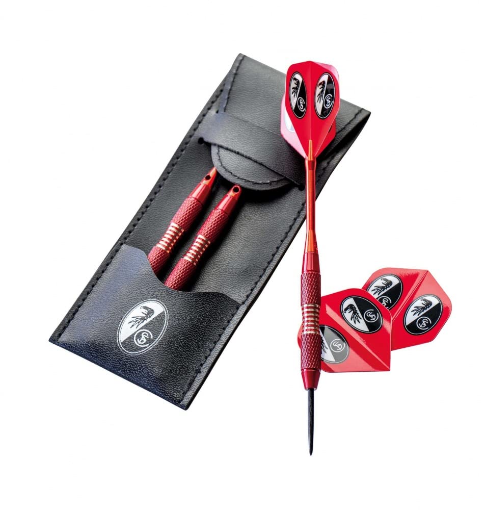 SC Freiburg Dartpfeile mit Etui und Flights, Steeldarts Dart Pfeile - Plus Lesezeichen Wir lieben Fu