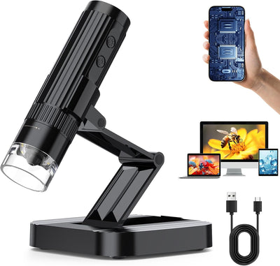 USB Digitales Mikroskop Kamera Lupe - Tragbares WiFi Mikroskop 50X-1000X 1080P mit 8 LED für Erwachs