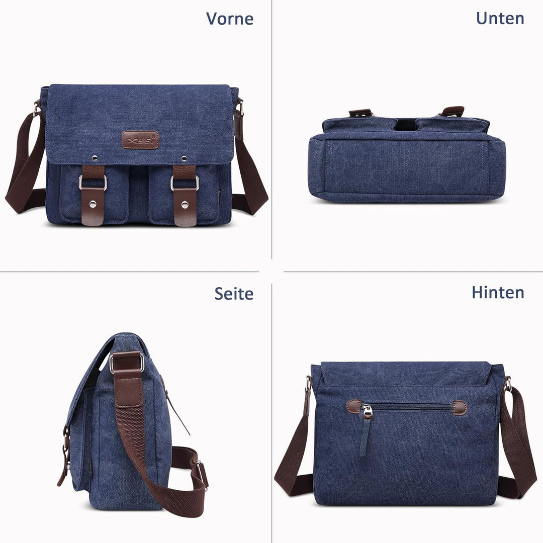 DORRISO Mode Umhängetasche Herren Schultertasche Leinwand Schultertaschen für 13.3 Zoll Laptop Kurie