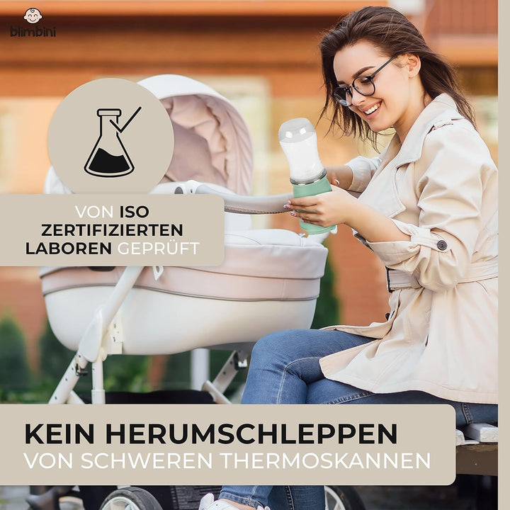 blimbini® Pro | All-In-One Baby Flaschenwärmer für unterwegs mit Akku - to go mit USB, ideal zum Rei