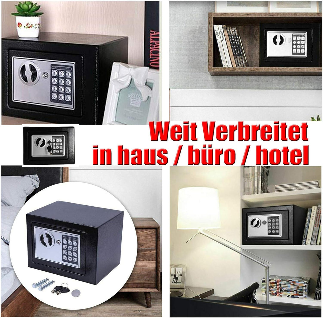 Tresor Wandtresor Möbeltresor mit Elektronikschloss Zahlenschloss und Schlüssel Mini Tresor mit Code