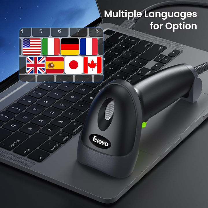Eyoyo 2D USB-Handscanner EYH2, automatischer Scanner mit Kabel für QR-Codes, Data-Matrix-Barcode-Les