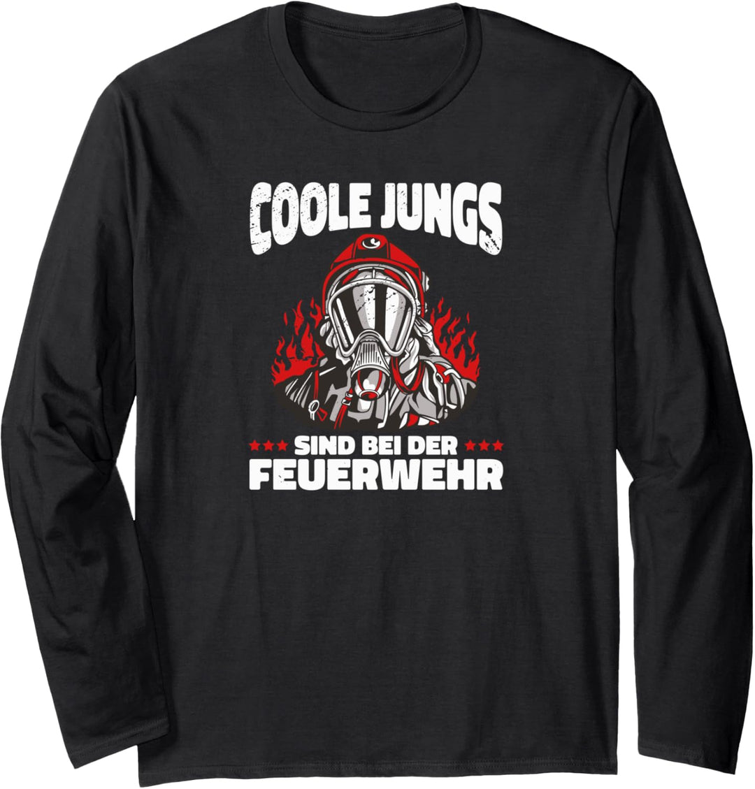 Coole Jungs sind bei der Feuerwehr, Feuerwehrmann Kinder Langarmshirt
