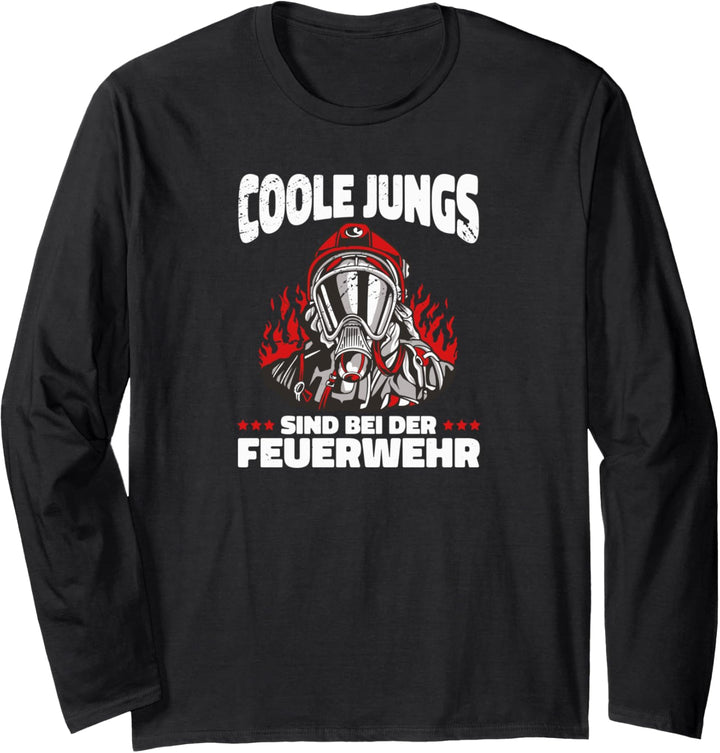 Coole Jungs sind bei der Feuerwehr, Feuerwehrmann Kinder Langarmshirt