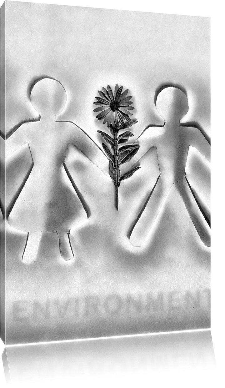Pixxprint Pärchen mit Blume / 100x70cm Leinwandbild bespannt auf Holzrahmen/Wandbild Kunstdruck Deko