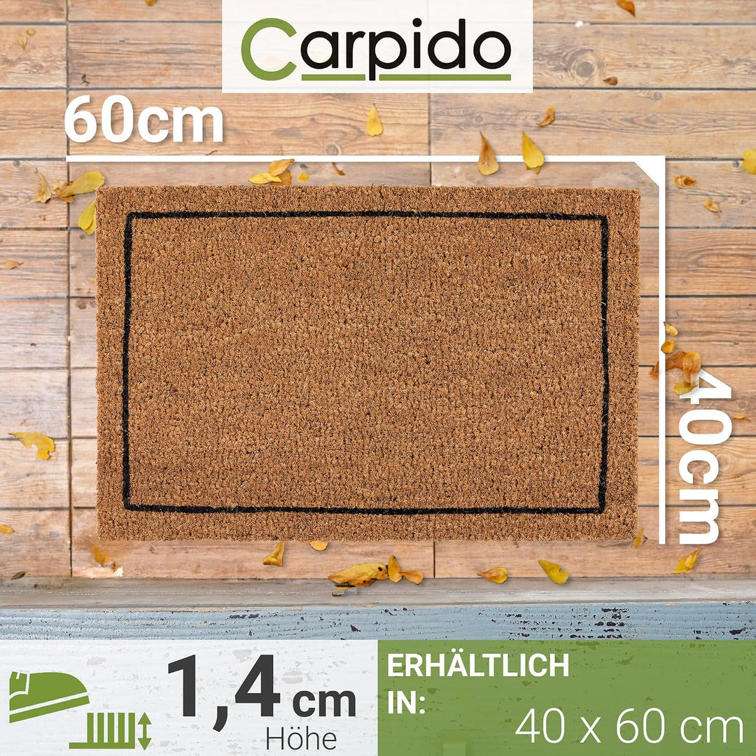 Carpido Fussmatte Kokos Rahmen - Türmatte 40 x 60 cm (Rechteckig) - antibakterielle Eingangsmatte na