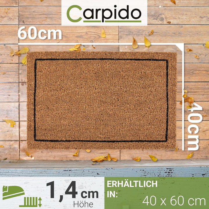 Carpido Fussmatte Kokos Rahmen - Türmatte 40 x 60 cm (Rechteckig) - antibakterielle Eingangsmatte na