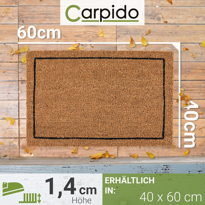 Carpido Fussmatte Kokos Rahmen - Türmatte 40 x 60 cm (Rechteckig) - antibakterielle Eingangsmatte na
