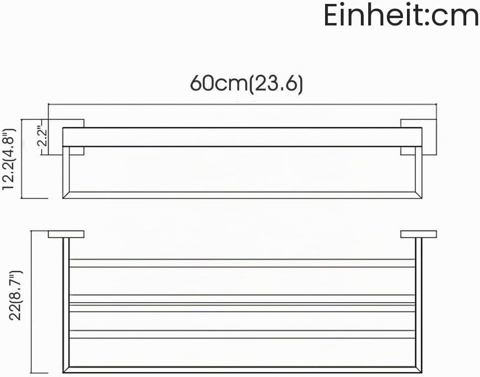 Handtuchablage, 60 cm Badetuchstange aus Edelstahl, Chrom, Chrom