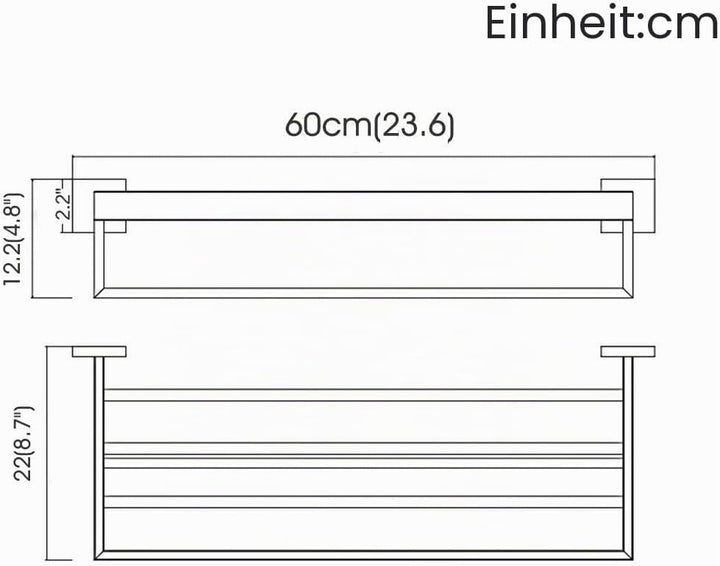 Handtuchablage, 60 cm Badetuchstange aus Edelstahl, Chrom, Chrom