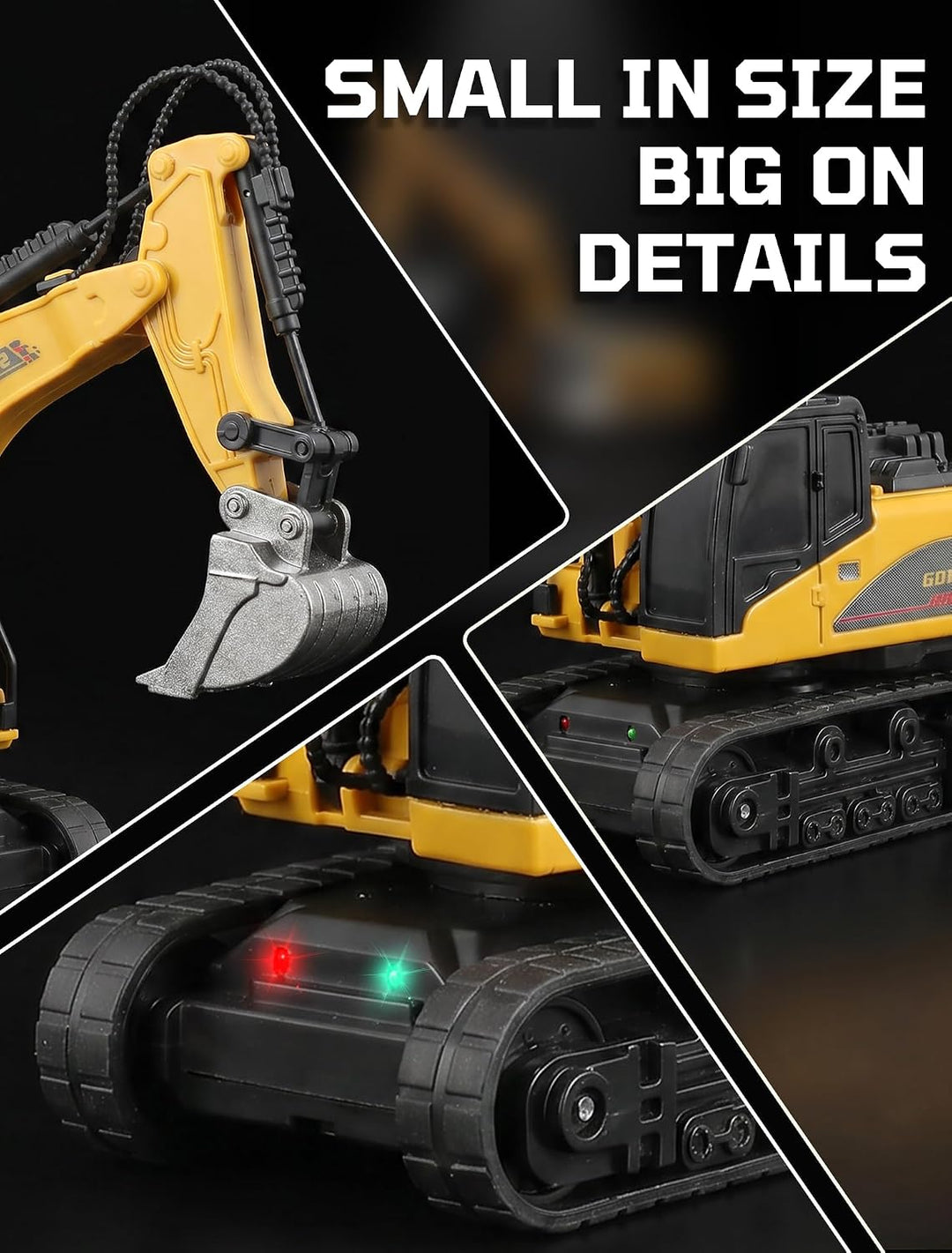 10-Kanal Mini RC Bagger, Ferngesteuerter Bagger für Erwachsene, Metallschaufel aus Legierung, Type-C