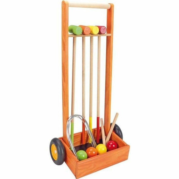 JEUJURA jeujuraj8602 Holz Krocket Spiel für 4 Spieler mit Trolley