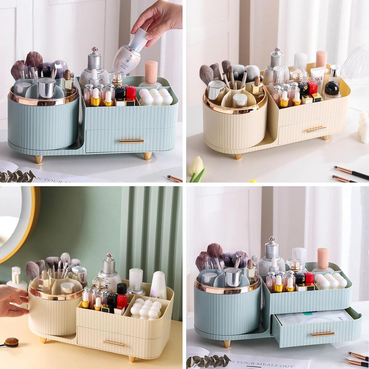DASITON Make up Organizer 360° Drehbar, Make Up Pinselhalter Kosmetik Aufbewahrung mit Schubladen, G
