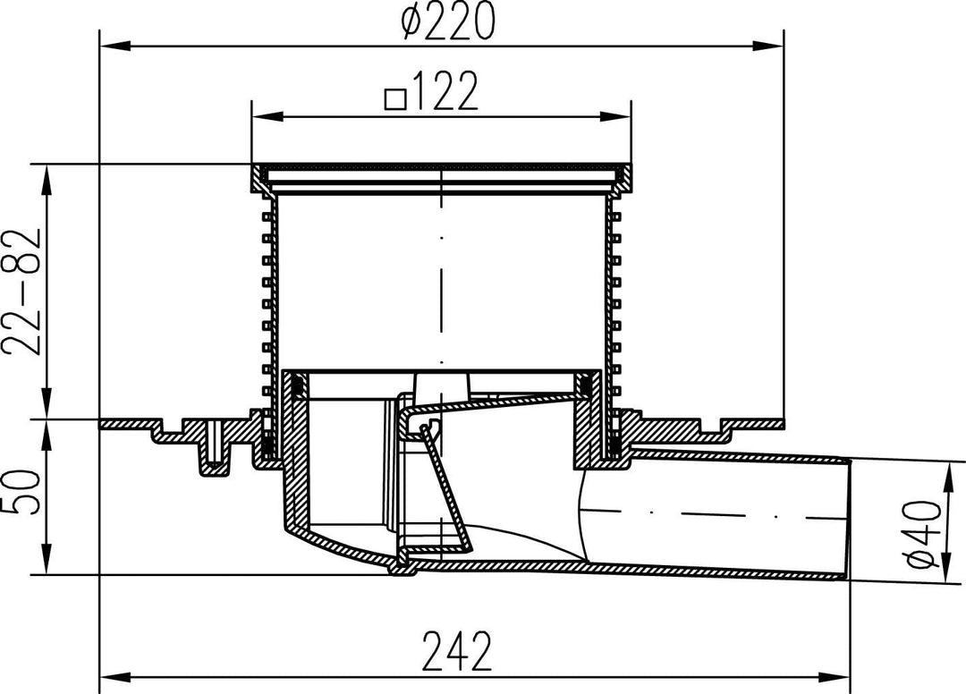 MKK - 18009-002 - DN40 Badablauf Duschablauf Balkonablauf Terrassenablauf Siphon Innen Aussen Kunsts