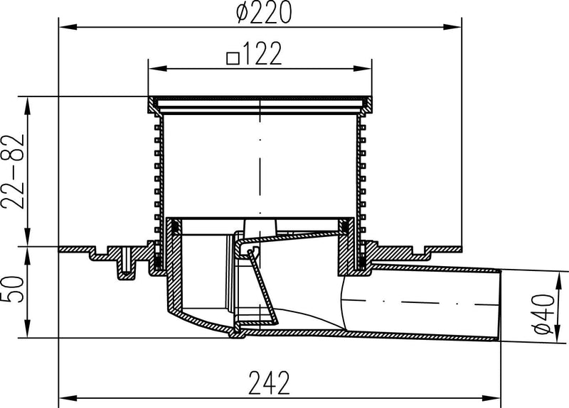 MKK - 18009-001 - DN40 Badablauf Duschablauf Balkonablauf Terrassenablauf Siphon Innen Aussen Kunsts