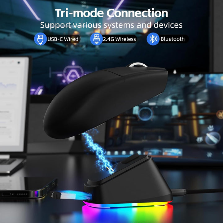 ATTACK SHARK G3PRO Kabellose Gaming-Maus mit Magnetischer Ladestation, PixArt PAW3311-Sensor, Bis zu