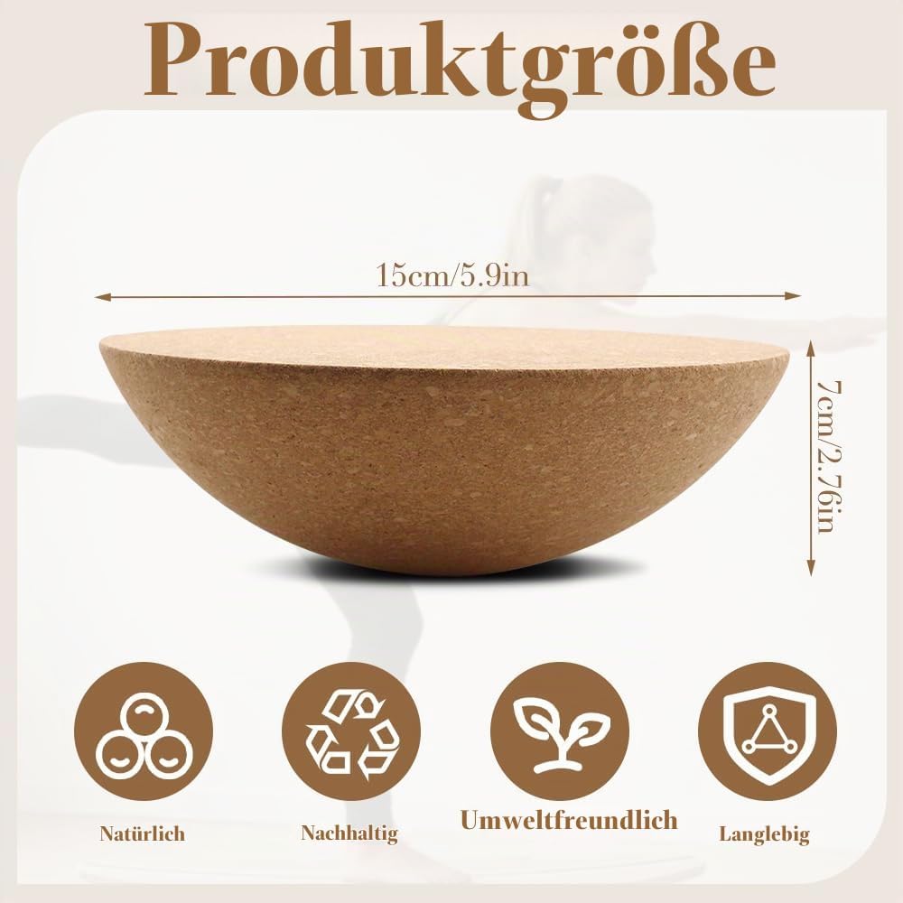 SGZIOO Balance Board Halbkugel, Kork Halbkugel Balance Board, Ø 15 cm Korkhalbkugel aus Massivem Kor