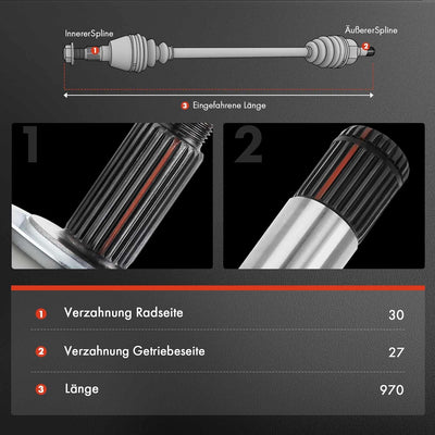 Frankberg Antriebswelle Gelenkwelle Vorne Rechts Kompatibel mit Qashqai II SUV J11 J11 1.6L 2013-Heu