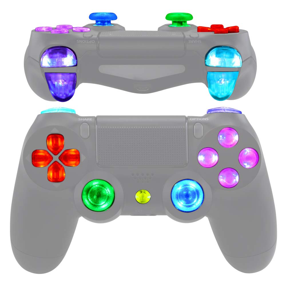 eXtremeRate Tasten für ps4 Knöpfe D-Pad L1 R1 R2 L2 Buttons Trigger Thumbsticks DTFS LED Kit kompati