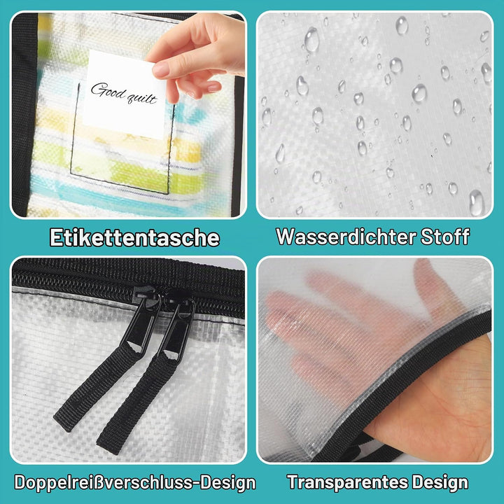 4 Stück 90L Aufbewahrungstasche, Clear Clothes Storage Bags Ufbewahrungstasche, umzugstaschen Gross,