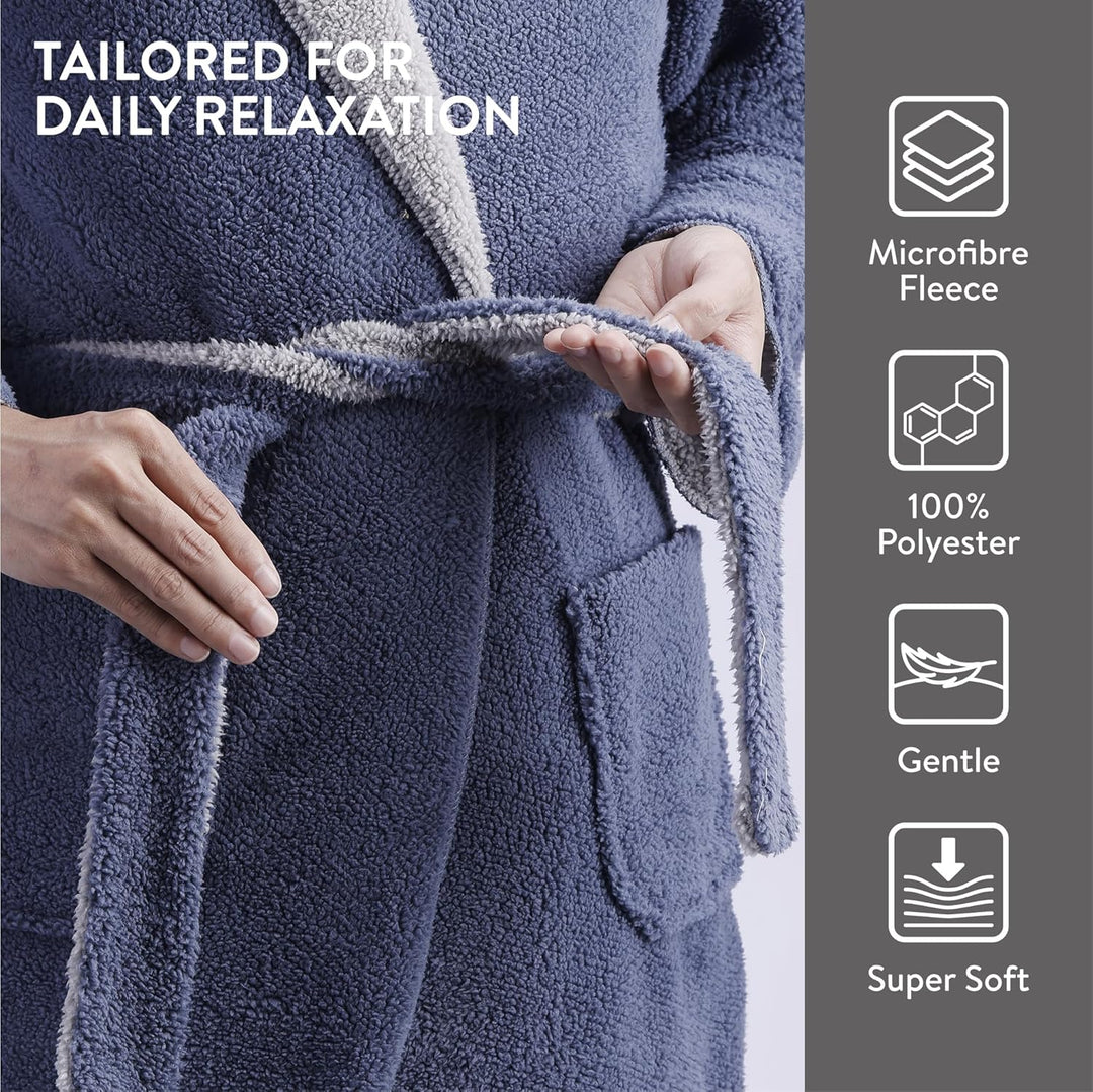 HOMELEVEL Kuschelfleece Bademantel für Kinder - Sherpa Morgenmantel mit Taschen Schalkragen Gürtel -