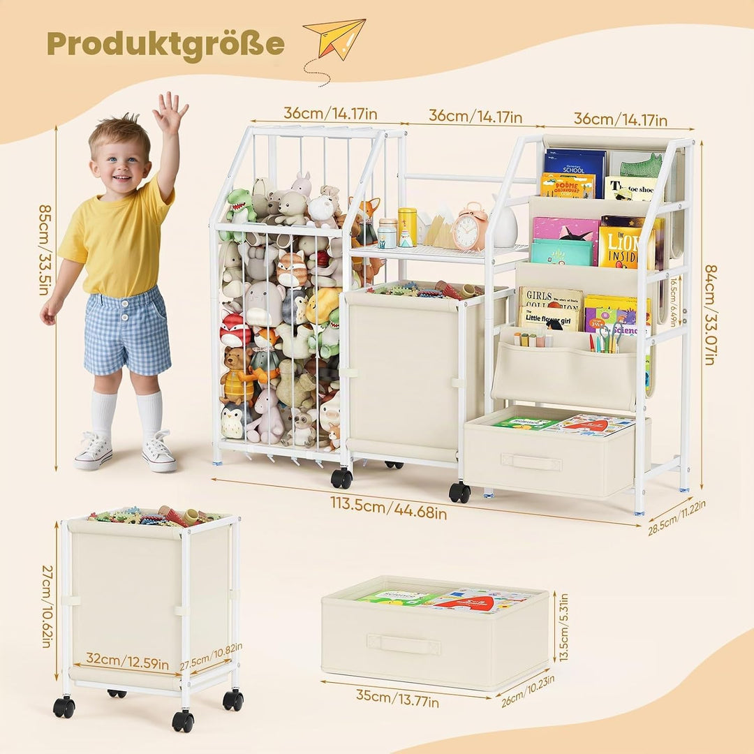 Brolteja 3-in-1 Spielzeugaufbewahrung für Kinder, Aufbewahrungsmöbel mit Boxen und Regalen, für Spie