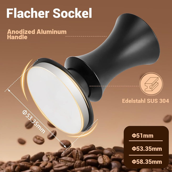 DIBTSA Espresso Tamper 53.3mm federbelasteter Kaffeestampfer, passend für 54mm Siebträgerkorb, Flach
