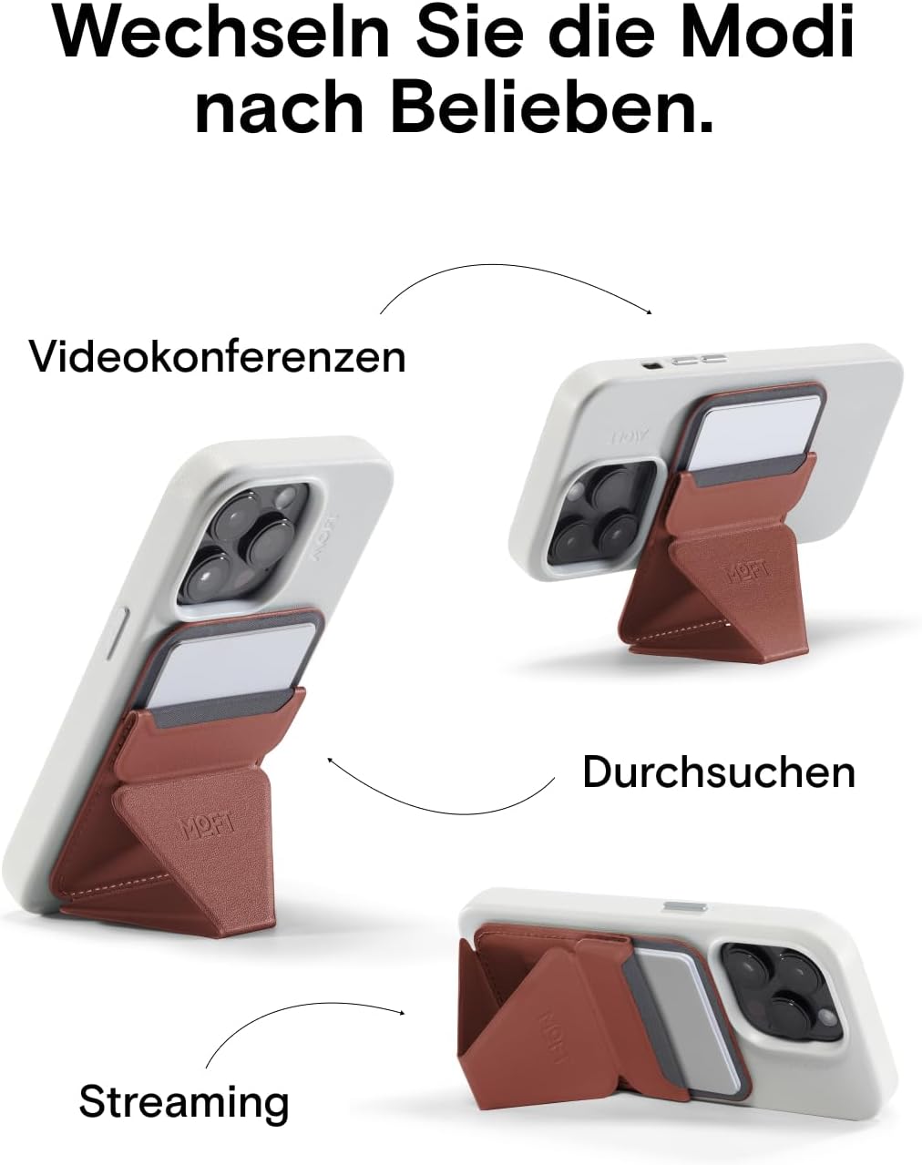 MOFT Magnetischer Handy Wallet Ständer, Veganem Leder Kartenhalter Stand Kompatibel mit Magsafe iPho