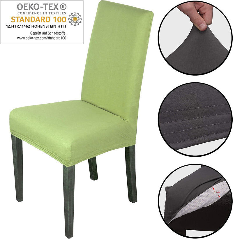 Staboos Stuhlhussen 4er Set - Hohe Elastizität - Stuhlbezug 4er Set - ÖKO TEX Zertifiziert (Hellgrue