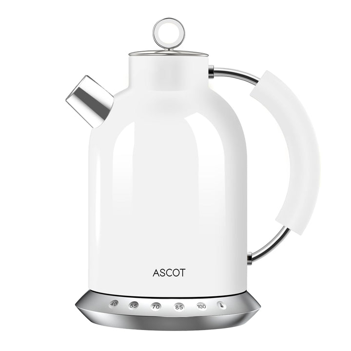 ASCOT Wasserkocher Edelstahl mit 5 variablen Voreinstellungen, elektrischer Teekessel Kaffee Wasserk