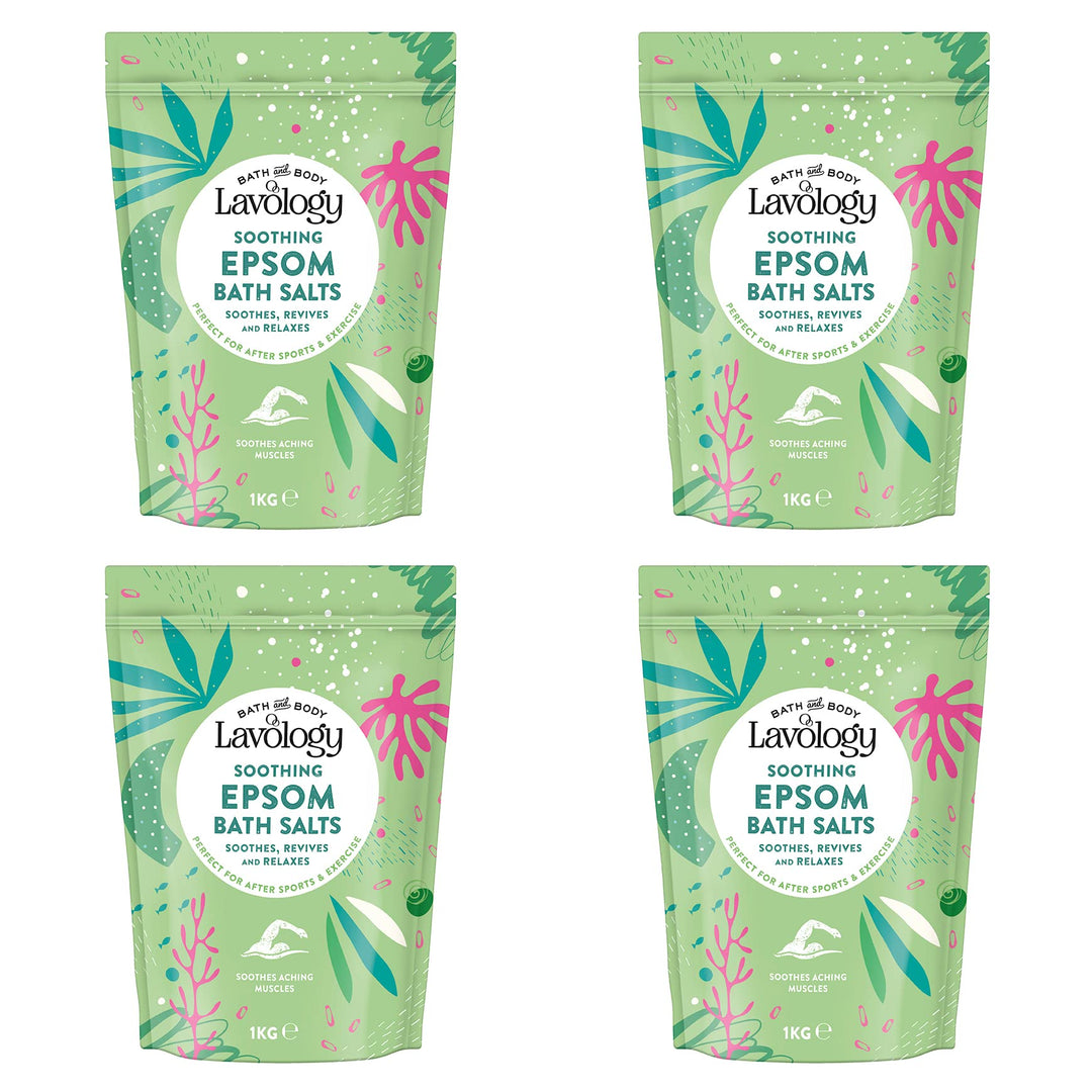 Lavology – BitterBade salz – alle natürlichen Inhaltsstoffe – beruhigend, entspannend, 1 kg x4