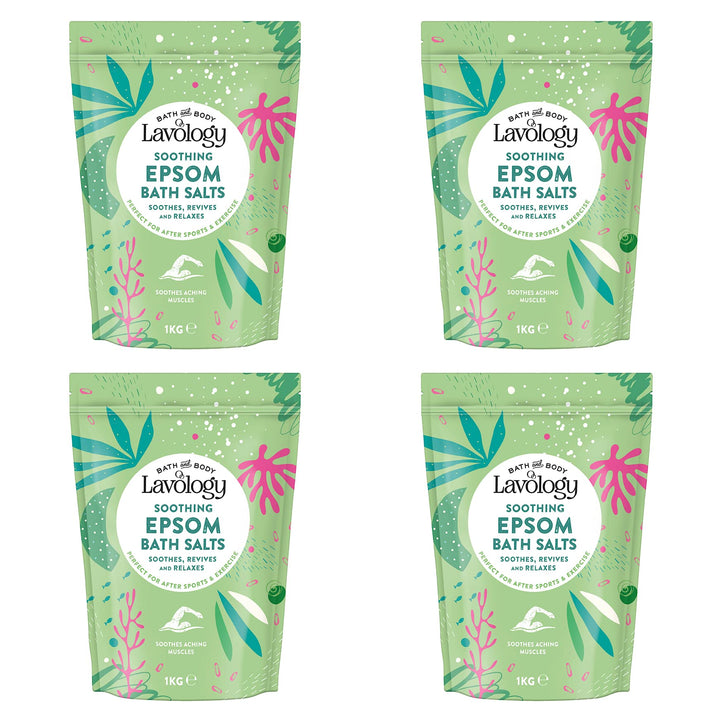 Lavology – BitterBade salz – alle natürlichen Inhaltsstoffe – beruhigend, entspannend, 1 kg x4