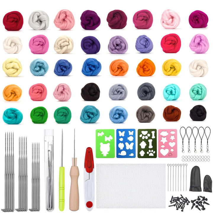 selliner Filz Set, Nadelfilz Set mit 40 Farben Filzwolle Roving,Komplettes Filzset für Anfänger mit